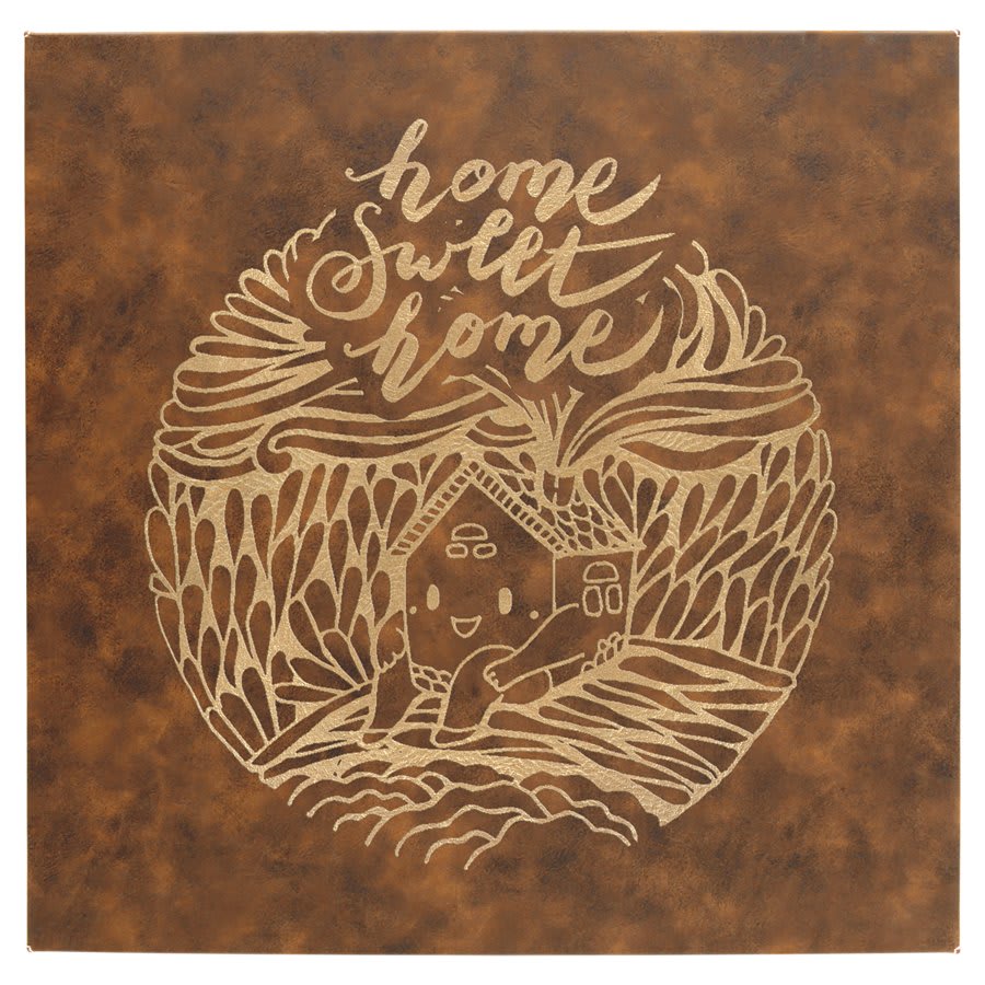 Rustic/Gold Leatherette Wall Decor with Sawtooth Hanger