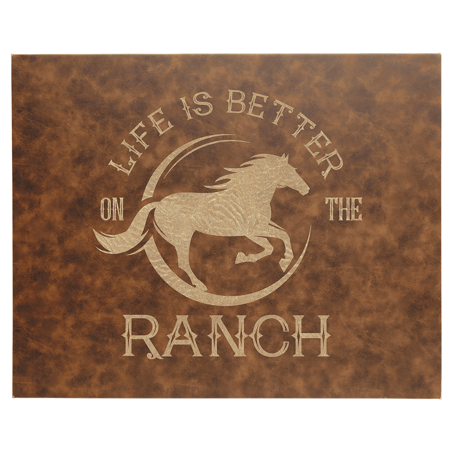 Rustic/Gold Leatherette Wall Decor with Sawtooth Hanger