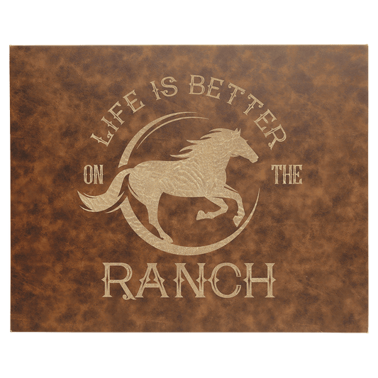Rustic/Gold Leatherette Wall Decor with Sawtooth Hanger