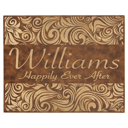 Rustic/Gold Leatherette Wall Decor with Sawtooth Hanger