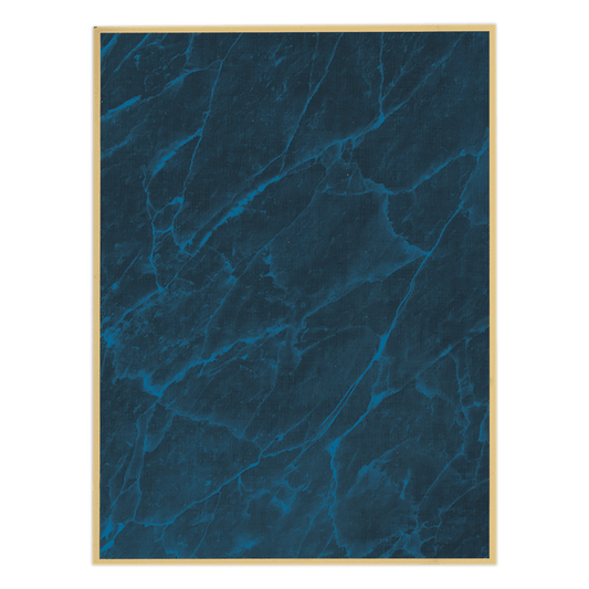 5" x 7" Blue Marble/Gold Marbleized Brass Plated Steel Plaque Plate