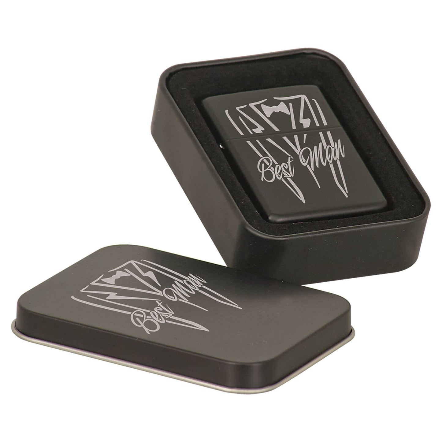 Matte Black Lighter In Black Tin