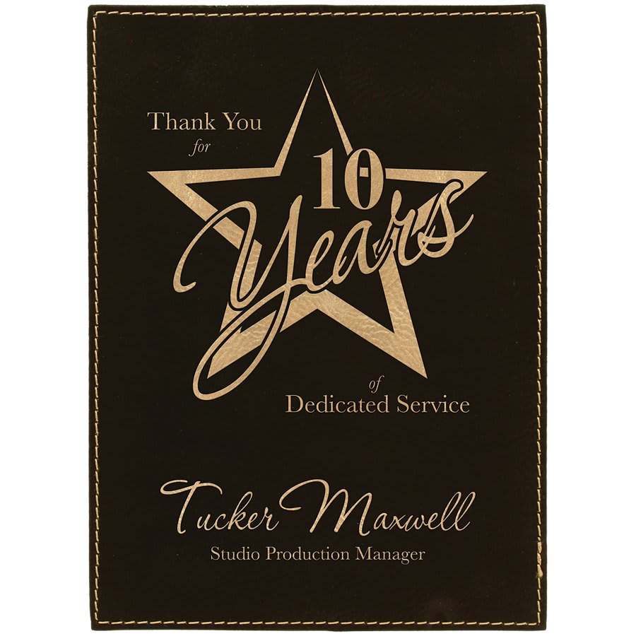 Black/Gold Leatherette Plaque Plate