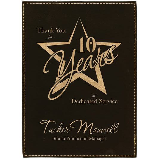Black/Gold Leatherette Plaque Plate