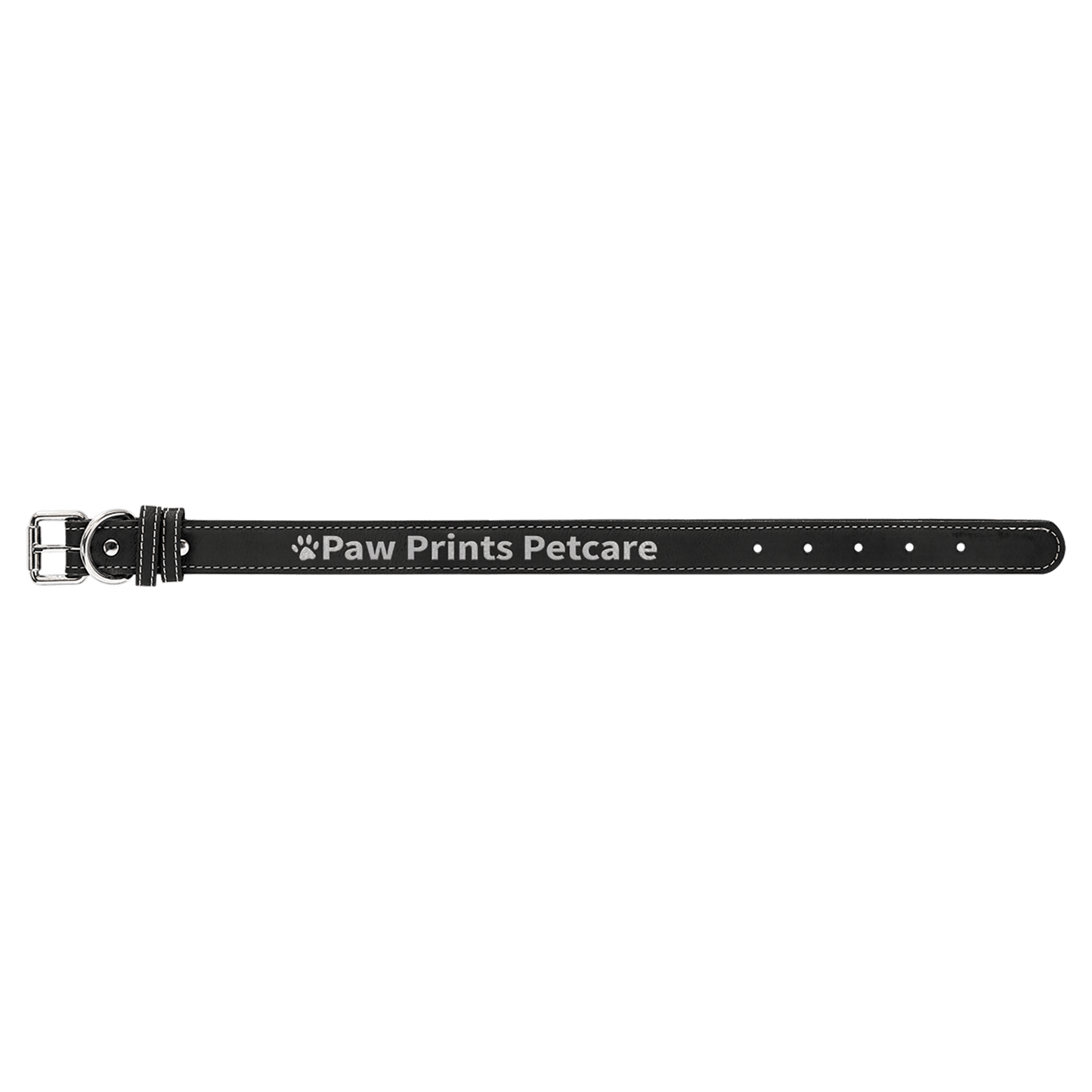 Medium 19" x 1" Black/Silver Leatherette Dog Collar