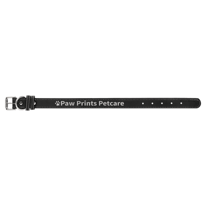 Medium 19" x 1" Black/Silver Leatherette Dog Collar