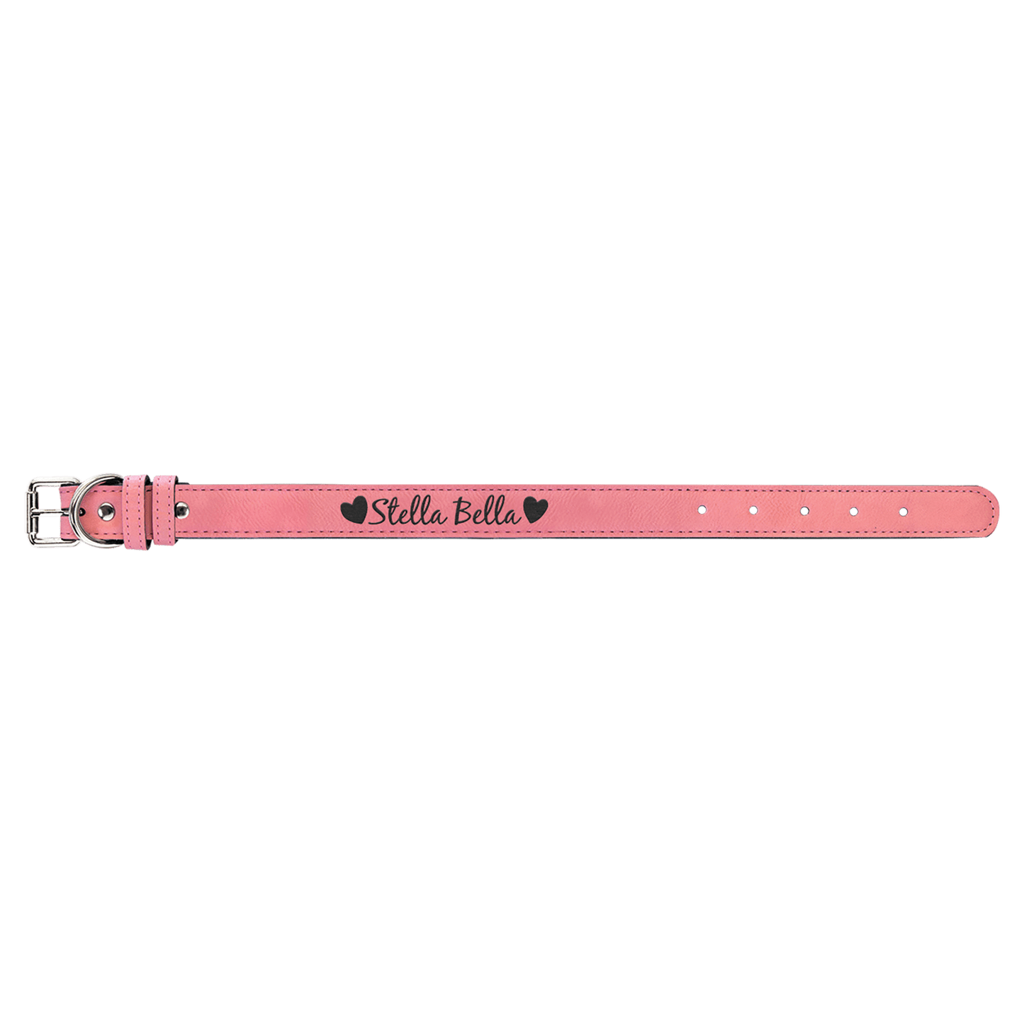 Medium 19" x 1" Black/Silver Leatherette Dog Collar