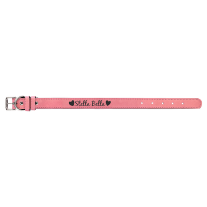 Medium 19" x 1" Black/Silver Leatherette Dog Collar