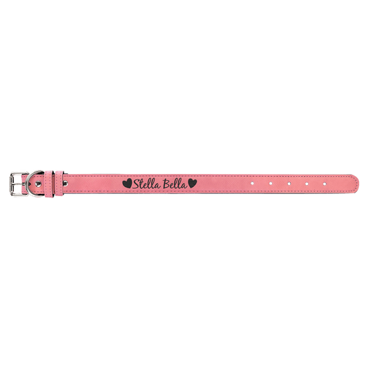 Medium 19" x 1" Black/Silver Leatherette Dog Collar