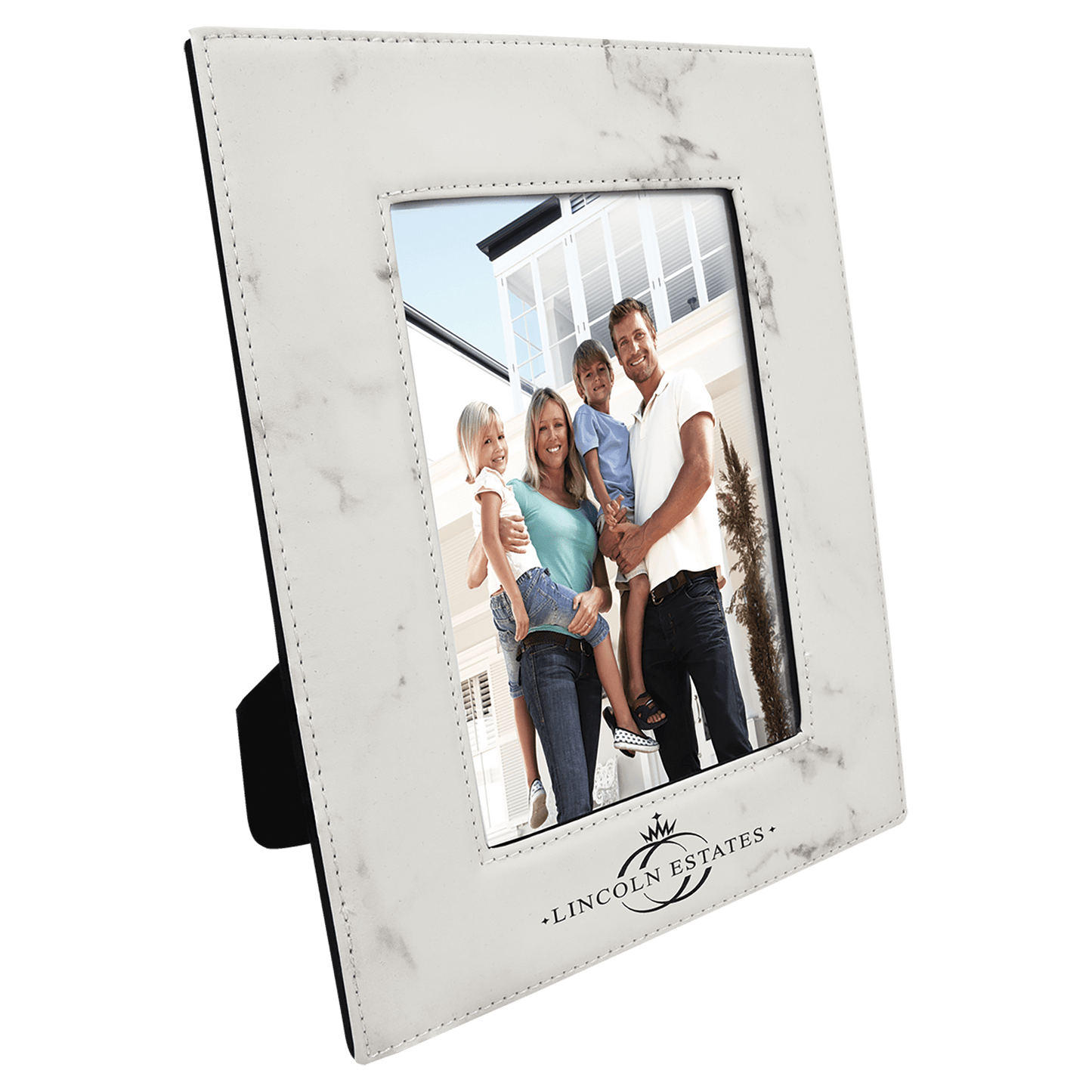White Marble Leatherette Photo Frame