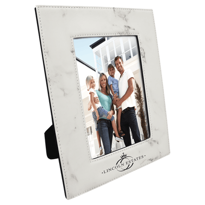 White Marble Leatherette Photo Frame