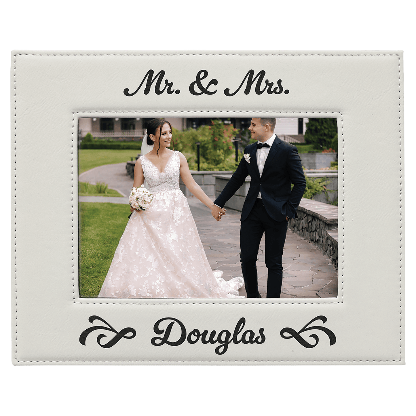 White Leatherette Photo Frame