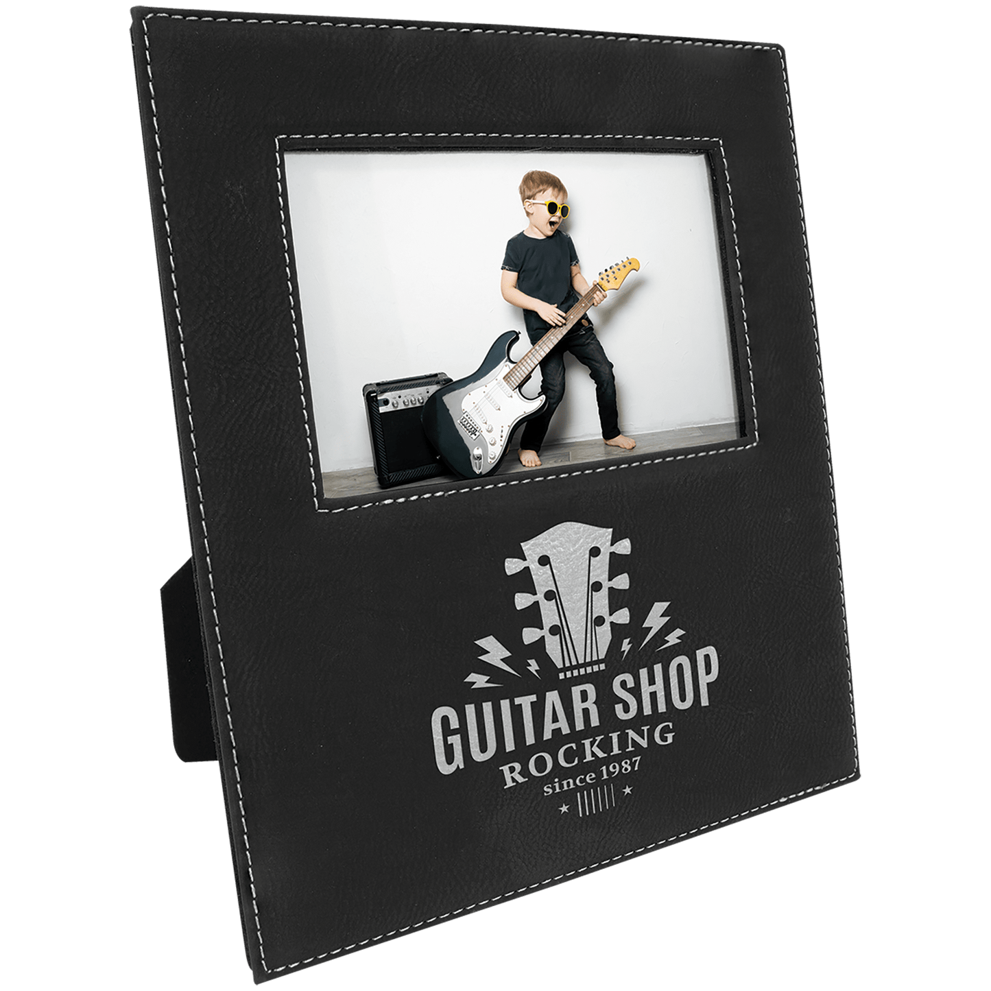 Leatherette Photo Frame 4" x 6" with Large Engraving Area