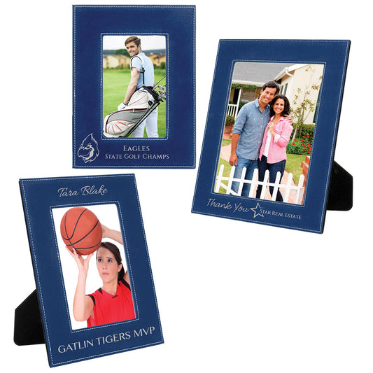 Blue/Silver Leatherette Photo Frame