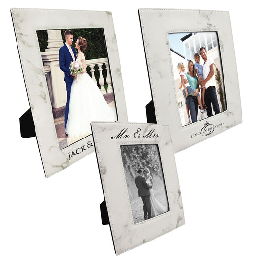White Marble Leatherette Photo Frame