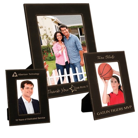 Black/Gold Leatherette Photo Frame