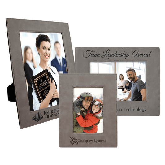 Gray Leatherette Photo Frame