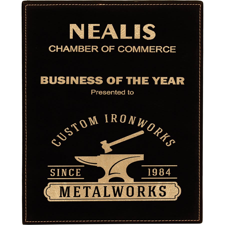 Black/Gold Leatherette Plaque