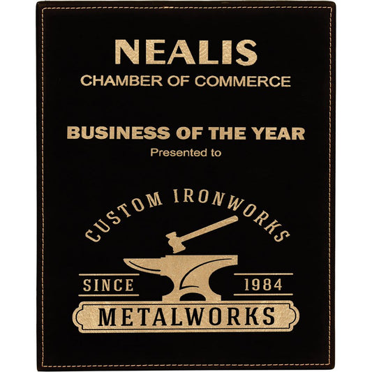 Black/Gold Leatherette Plaque