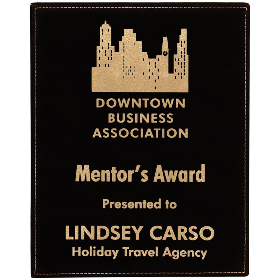 Black/Gold Leatherette Plaque