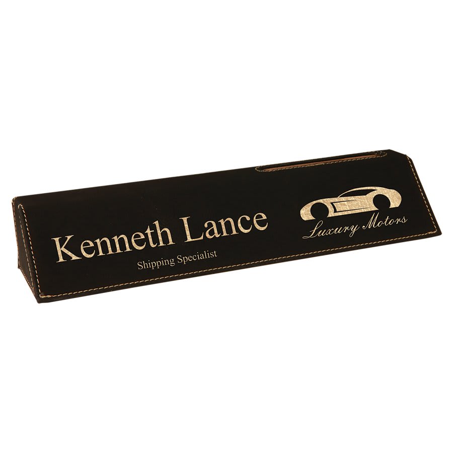 Black/Gold Leatherette Desk Wedge