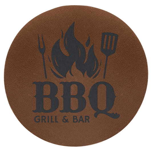 2.5" Round Brown Genuine Leather Patch with Adhesive