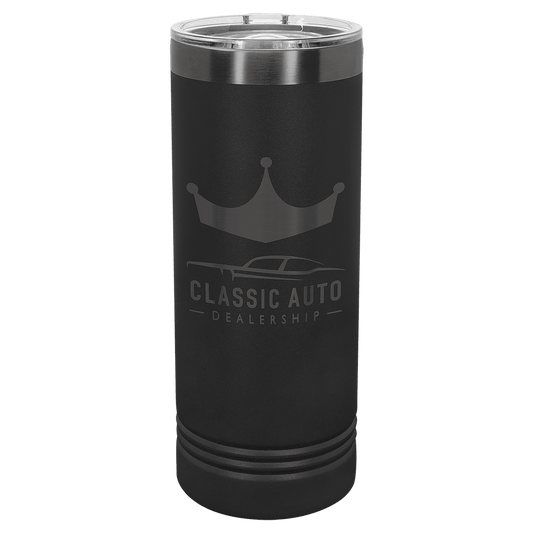 Polar Camel 22 oz. Black/Ghost Black Ion-Plated Skinny Tumbler with Slider Lid
