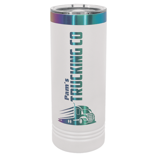 Polar Camel 22 oz. White/Prism Ion-Plated Skinny Tumbler with Slider Lid