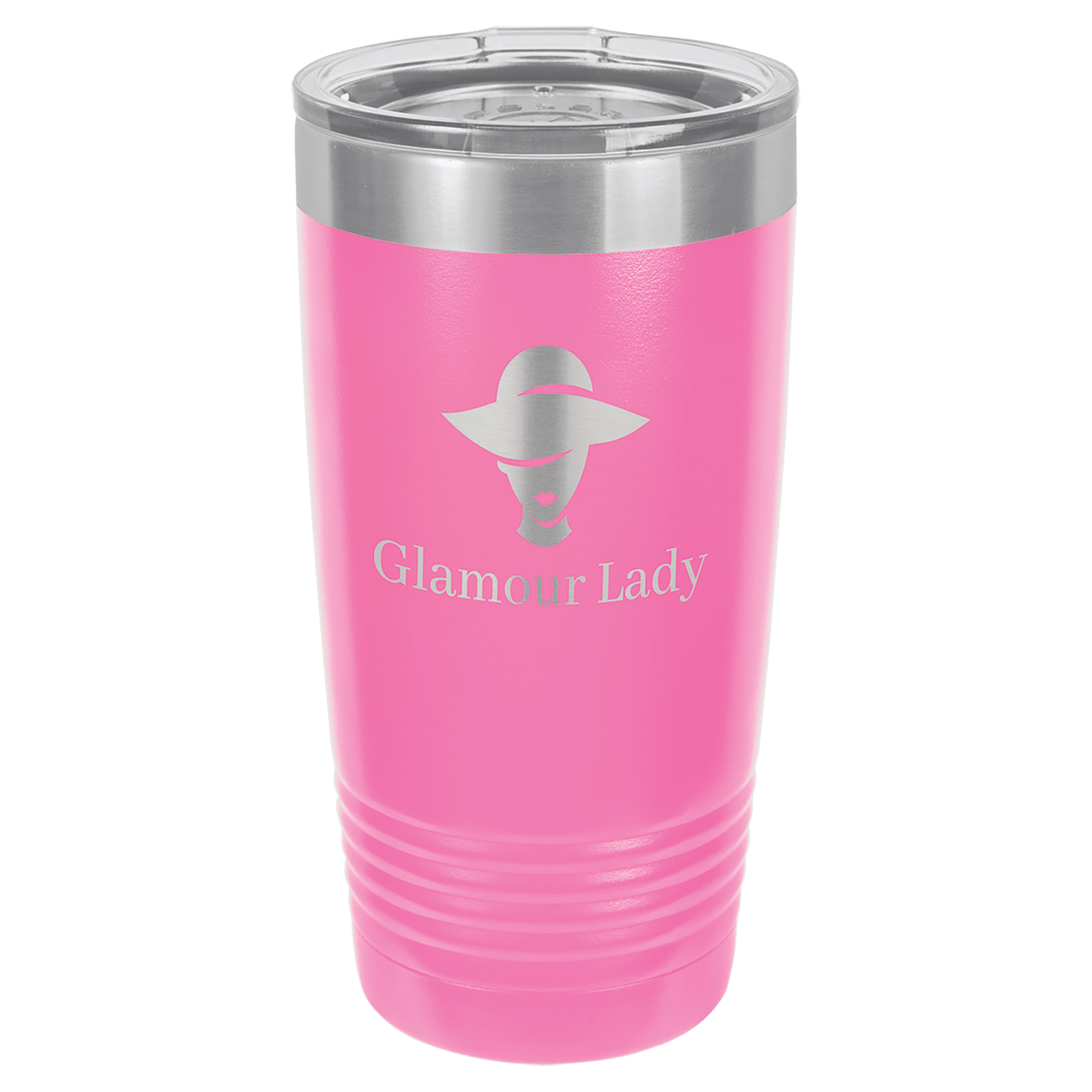 Polar Camel 20 oz. Vacuum Insulated Ringneck Tumbler with Silver Ring and Clear Lid