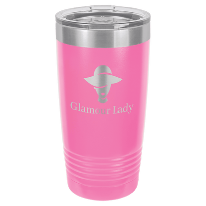 Polar Camel 20 oz. Vacuum Insulated Ringneck Tumbler with Silver Ring and Clear Lid
