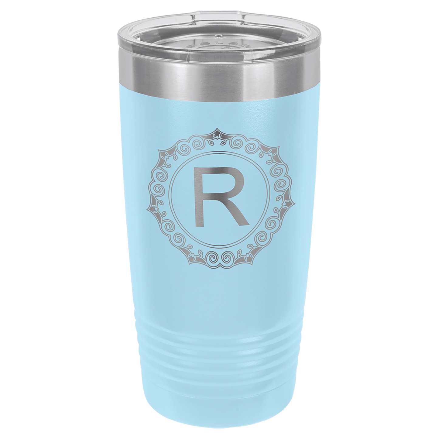 Polar Camel 20 oz. Vacuum Insulated Ringneck Tumbler with Silver Ring and Clear Lid