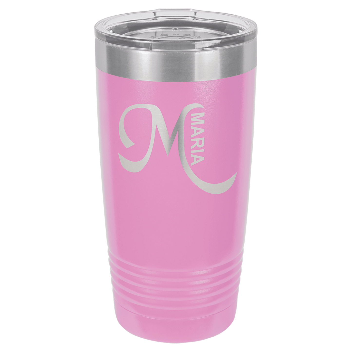 Polar Camel 20 oz. Vacuum Insulated Ringneck Tumbler with Silver Ring and Clear Lid