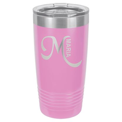 Polar Camel 20 oz. Vacuum Insulated Ringneck Tumbler with Silver Ring and Clear Lid