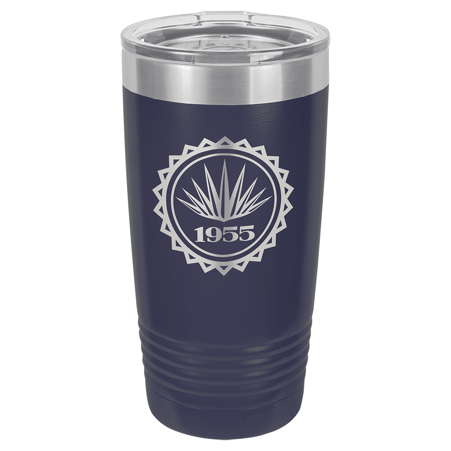 Polar Camel 20 oz. Vacuum Insulated Ringneck Tumbler with Silver Ring and Clear Lid