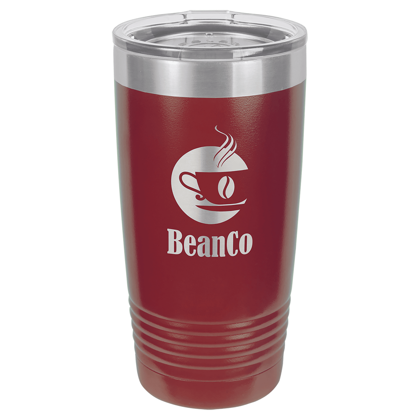 Polar Camel 20 oz. Vacuum Insulated Ringneck Tumbler with Silver Ring and Clear Lid