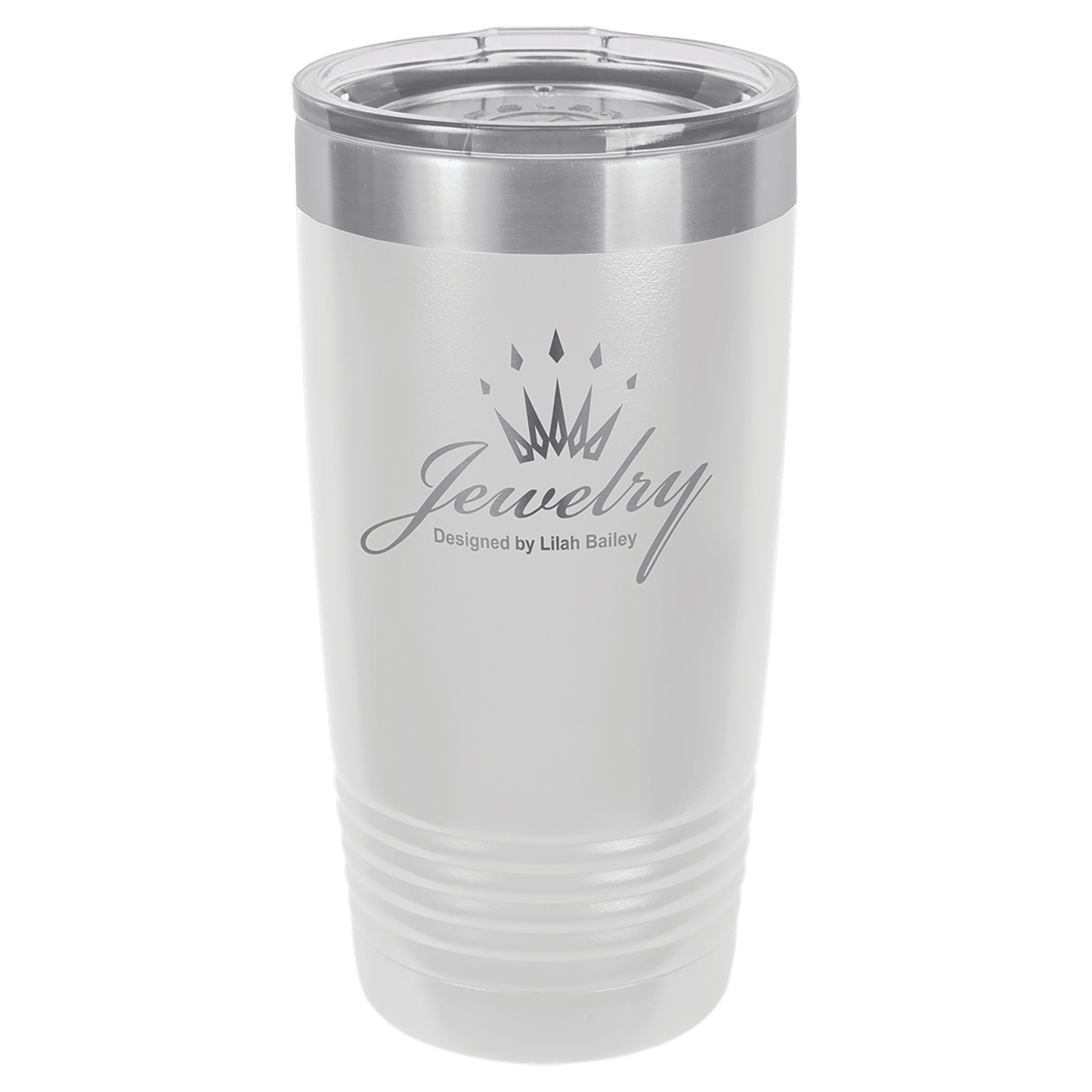 Polar Camel 20 oz. Vacuum Insulated Ringneck Tumbler with Silver Ring and Clear Lid