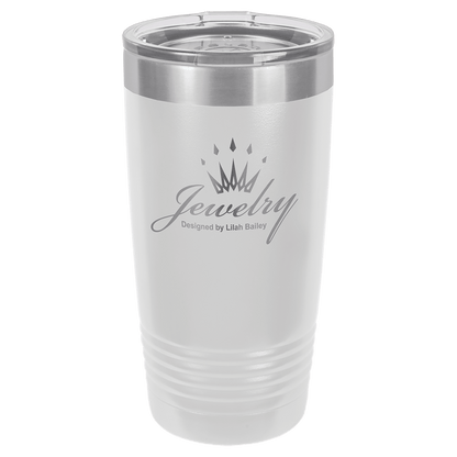 Polar Camel 20 oz. Vacuum Insulated Ringneck Tumbler with Silver Ring and Clear Lid