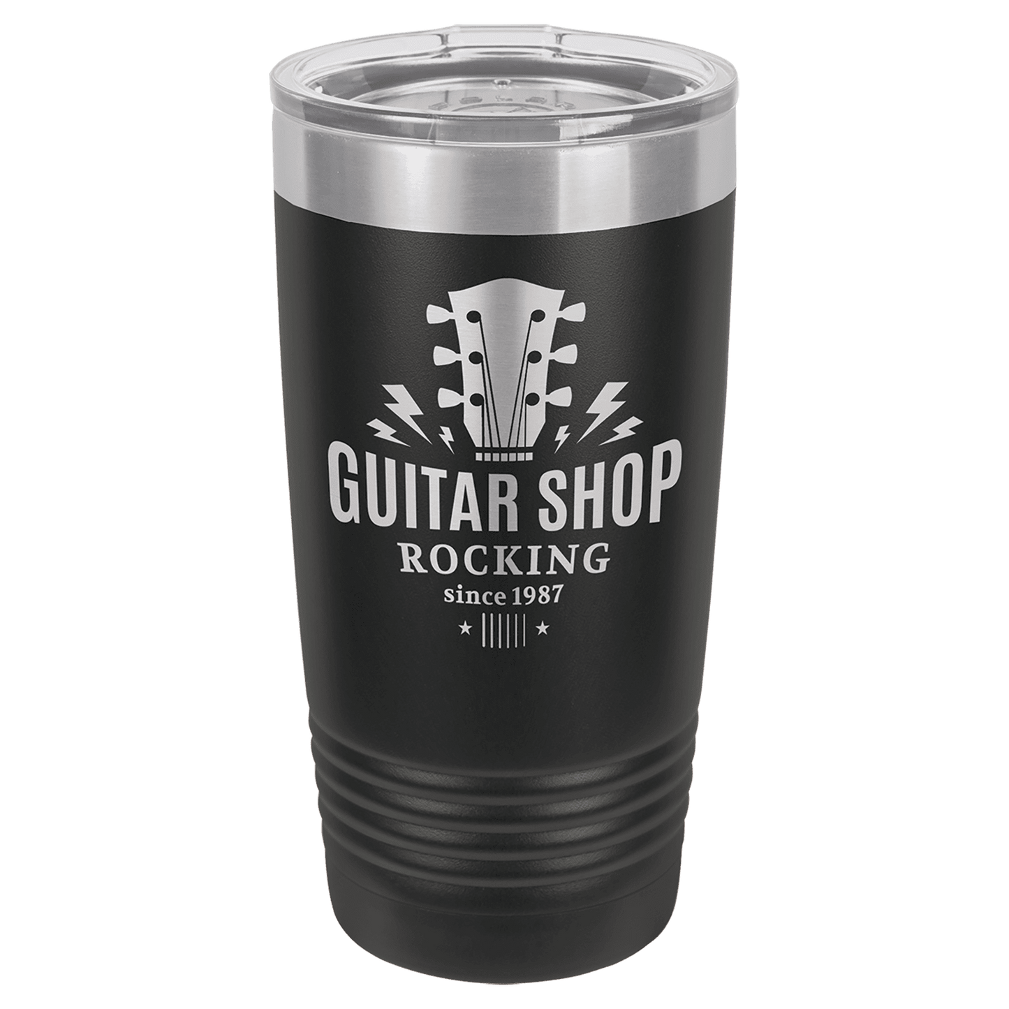Polar Camel 20 oz. Vacuum Insulated Ringneck Tumbler with Silver Ring and Clear Lid