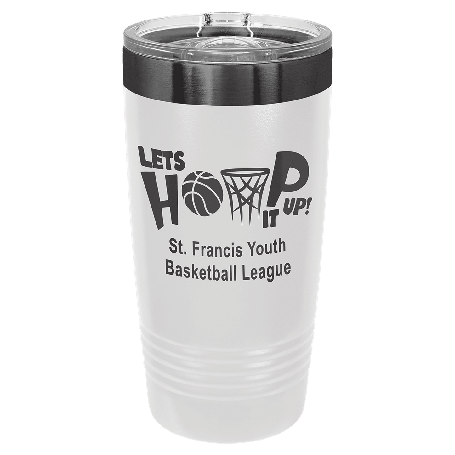 Polar Camel 20 oz. White/Ghost Black Ion-Plated Ringneck Tumbler with Slider Lid