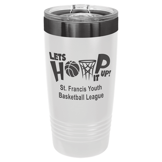 Polar Camel 20 oz. White/Ghost Black Ion-Plated Ringneck Tumbler with Slider Lid