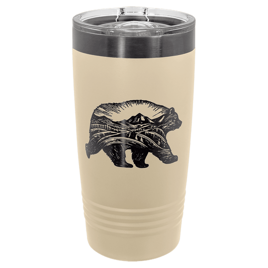 Polar Camel 20 oz. Warm Sand/Ghost Black Ion-Plated Ringneck Tumbler with Slider Lid