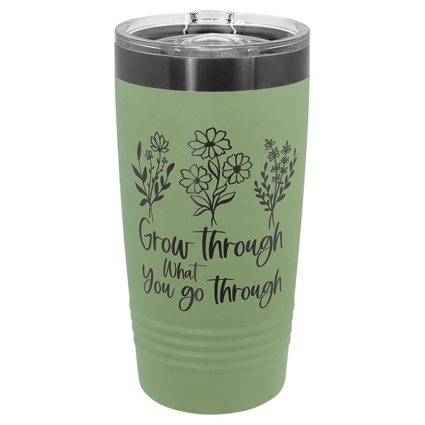 Polar Camel 20 oz. Summer Sage/Ghost Black Ion-Plated Ringneck Tumbler with Slider Lid