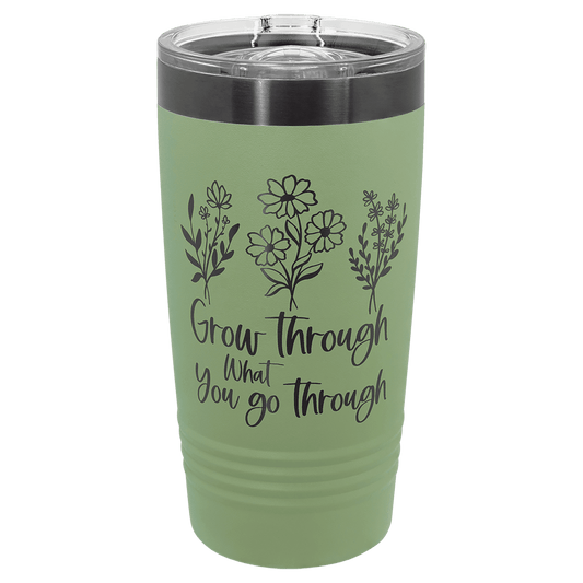 Polar Camel 20 oz. Summer Sage/Ghost Black Ion-Plated Ringneck Tumbler with Slider Lid