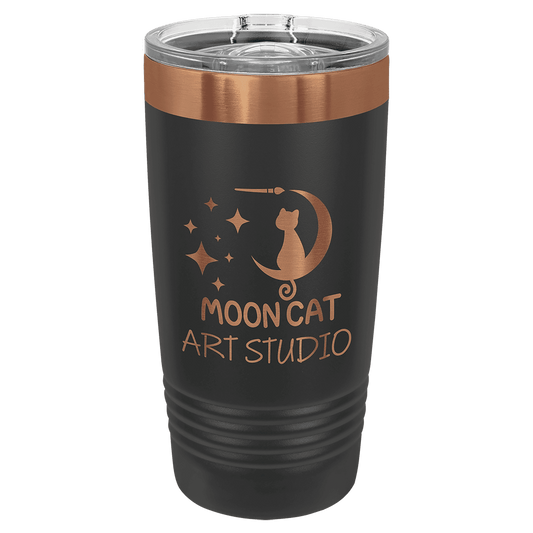 Polar Camel 20 oz. Black/Rose Gold Ion-Plated Ringneck Tumbler with Slider Lid
