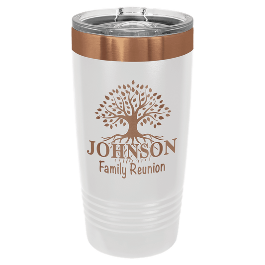Polar Camel 20 oz. White/Rose Gold Ion-Plated Ringneck Tumbler with Slider Lid