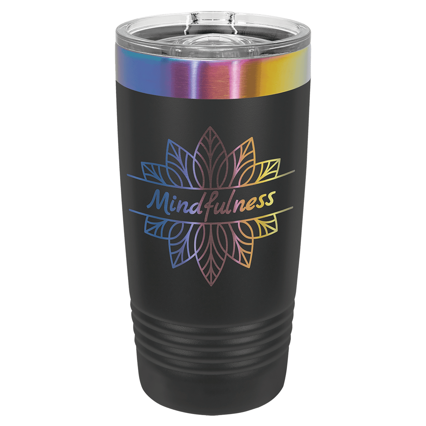 Polar Camel 20 oz. Black/Prism Ion-Plated Ringneck Tumbler with Slider Lid