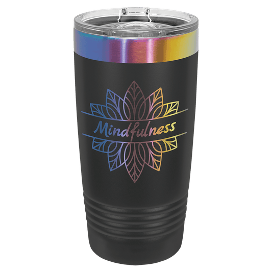 Polar Camel 20 oz. Black/Prism Ion-Plated Ringneck Tumbler with Slider Lid