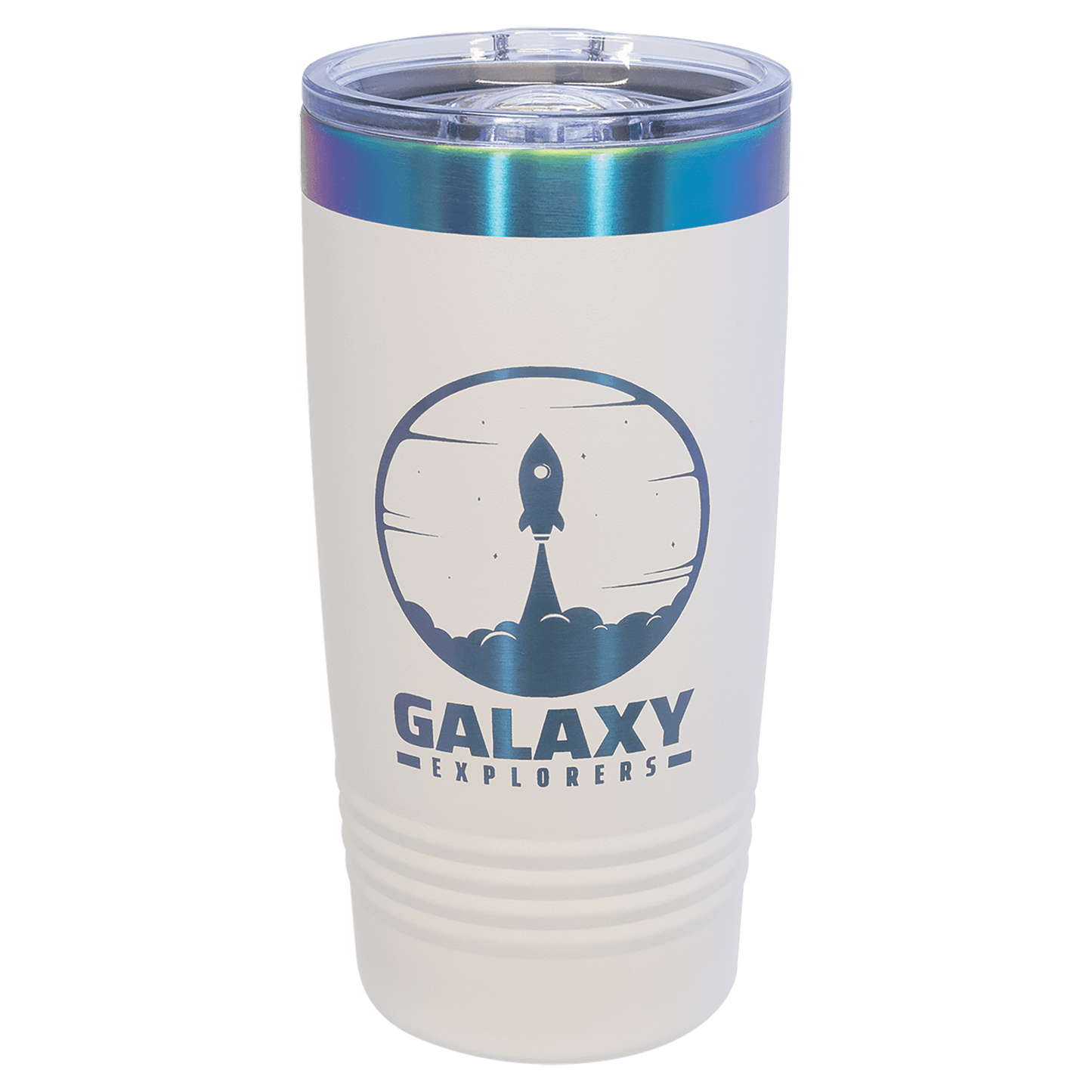 Polar Camel 20 oz. White/Prism Ion-Plated Ringneck Tumbler with Slider Lid