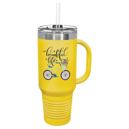 Polar Camel 40 oz. Travel Mug with Handle, Straw Included