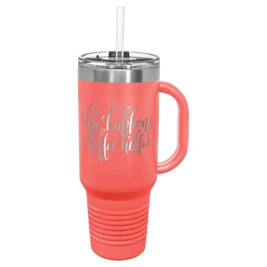 Polar Camel 40 oz. Travel Mug with Handle, Straw Included
